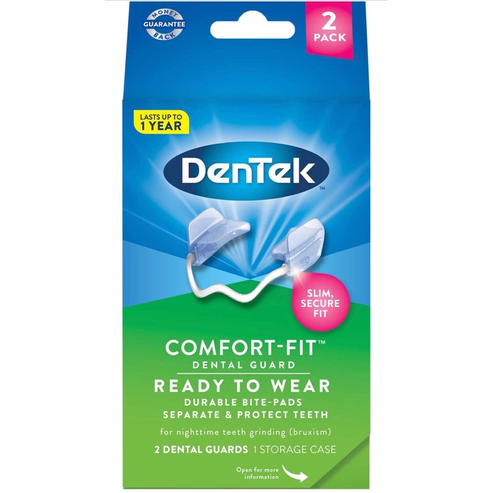 NIB DenTek Comfort-Fit Dental Guards for Teeth Grinding, 2 Count w/ Case